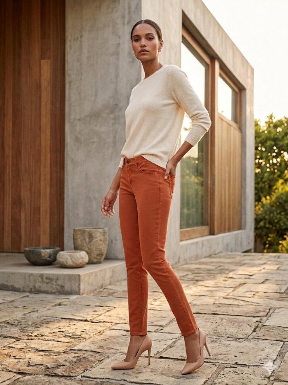 LOFT Modern Skinny Jeans Rust Orange Size 26/2 Denim
